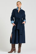 Amelie Long Line Shirt Dress - French Navy Pincord