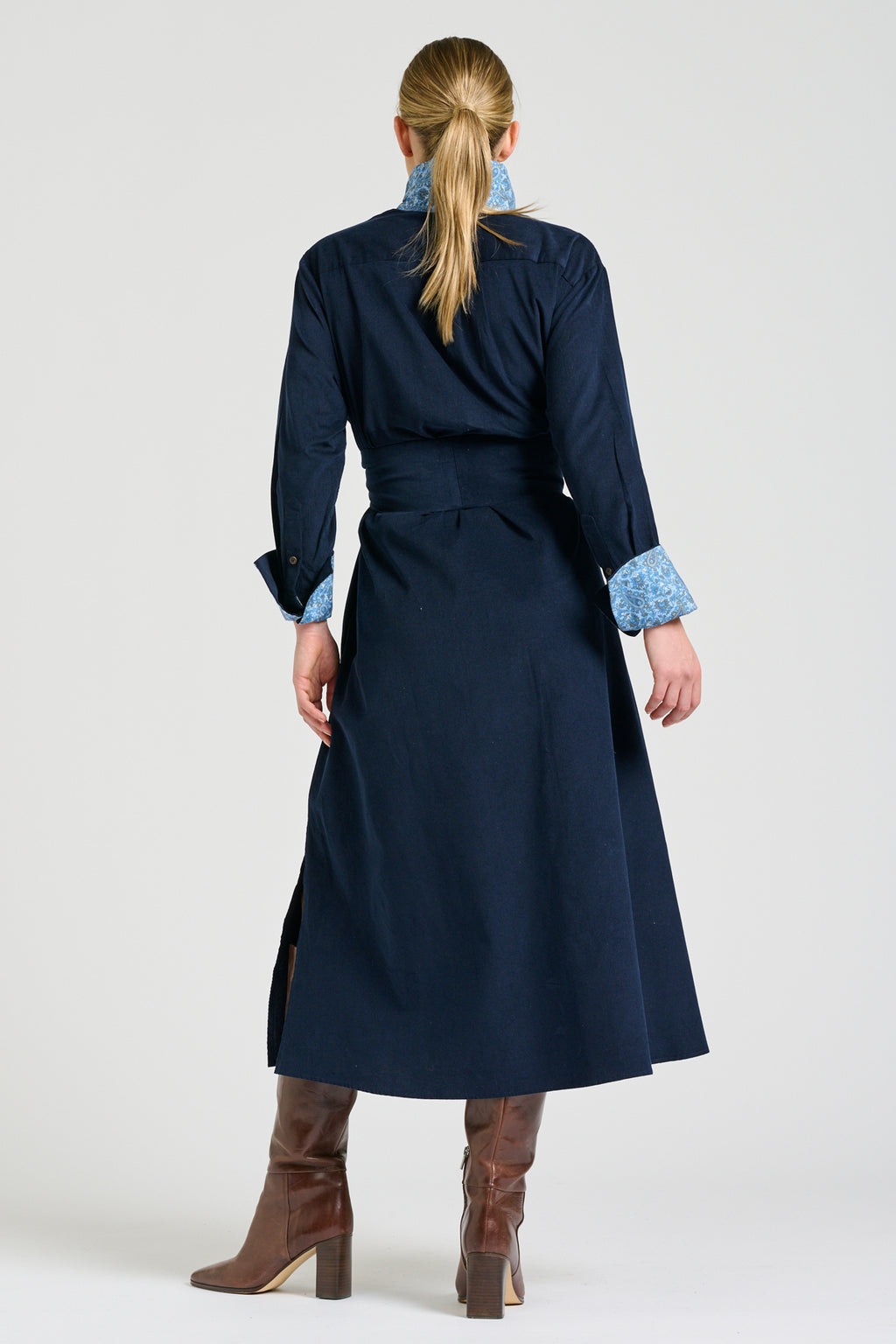 Amelie Long Line Shirt Dress - French Navy Pincord
