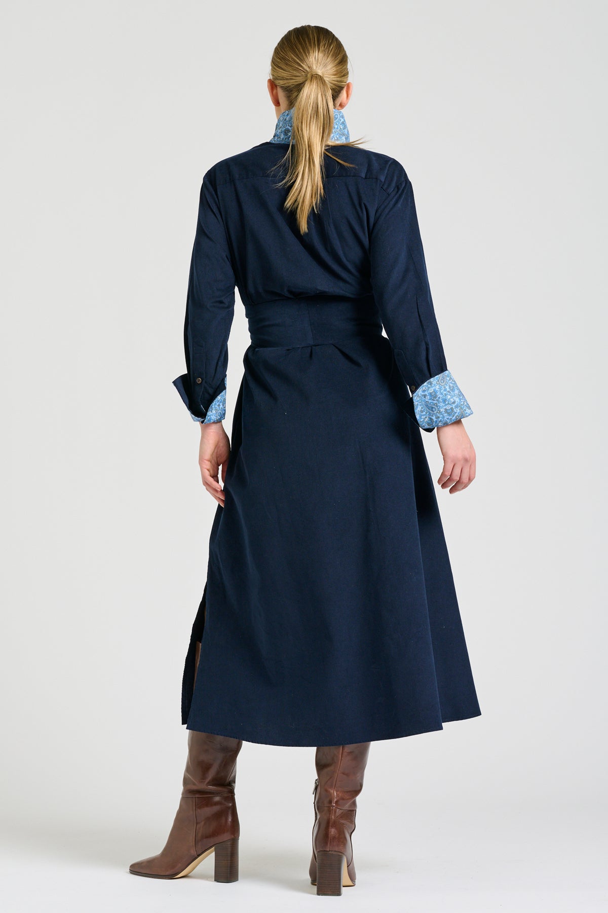 Amelie Long Line Shirt Dress - French Navy Pincord