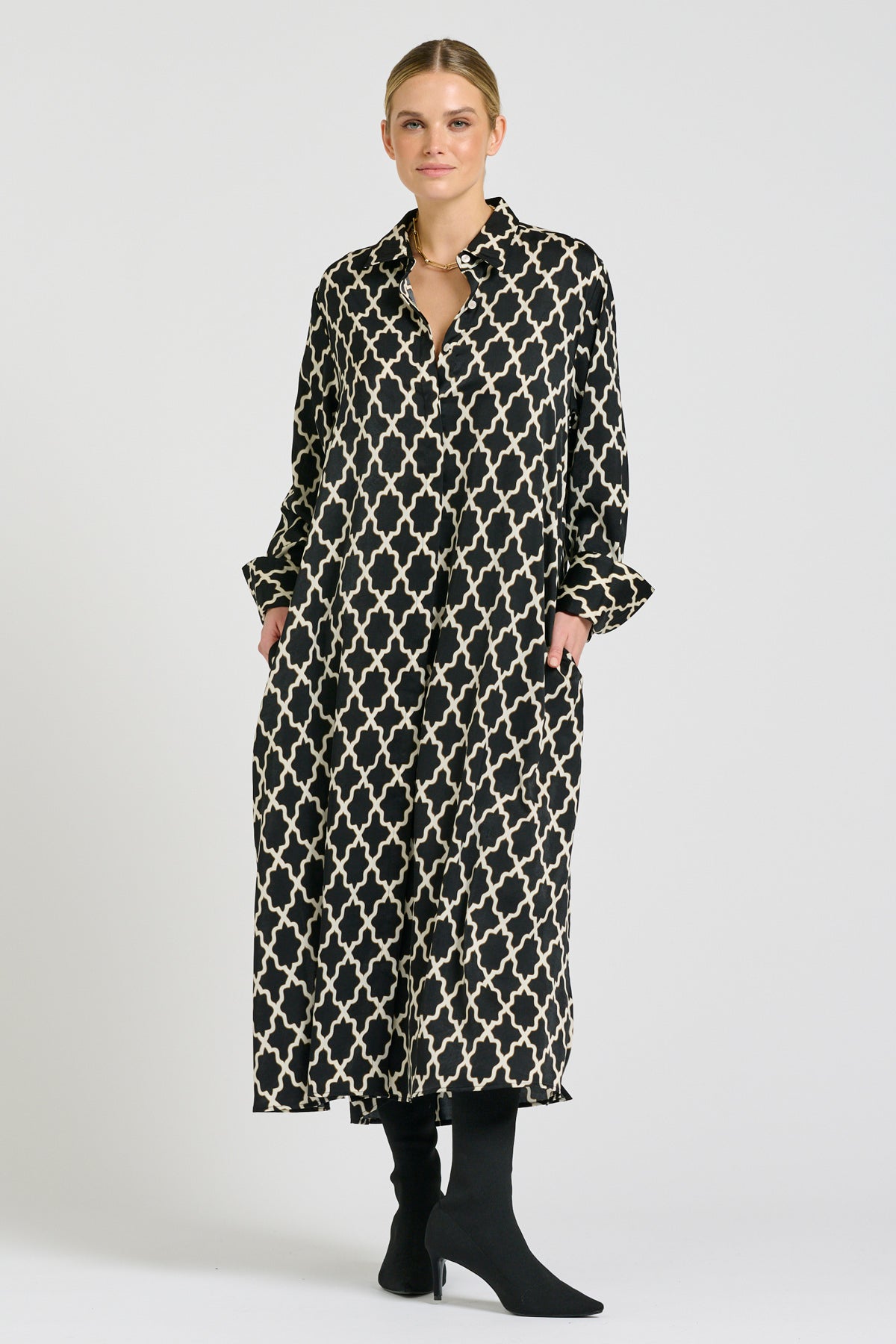 Amelie Longline Shirt Dress - Moroccan Print