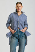 Shirty The Boyfriend Shirt - Navy Thick Stripe