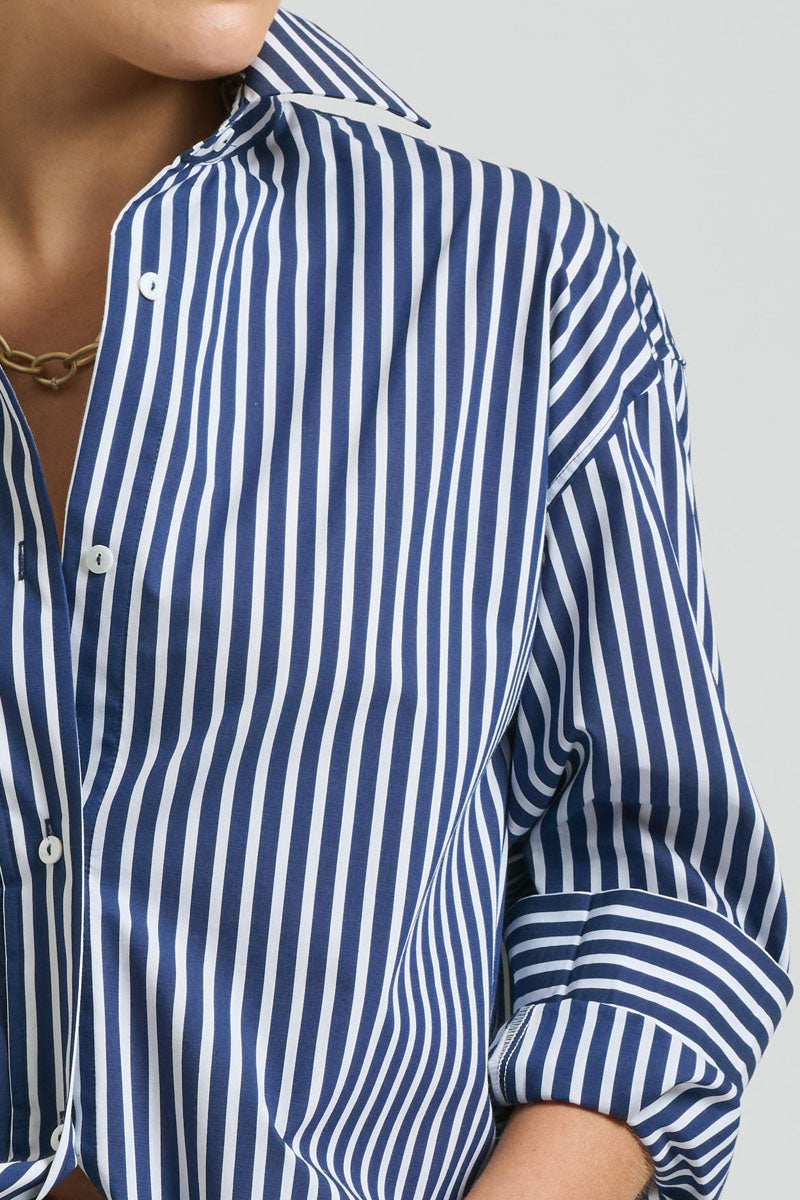 Shirty The Boyfriend Shirt - Navy Thick Stripe