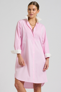 Shirty The Classic Bib Shirtdress - Pink Combo