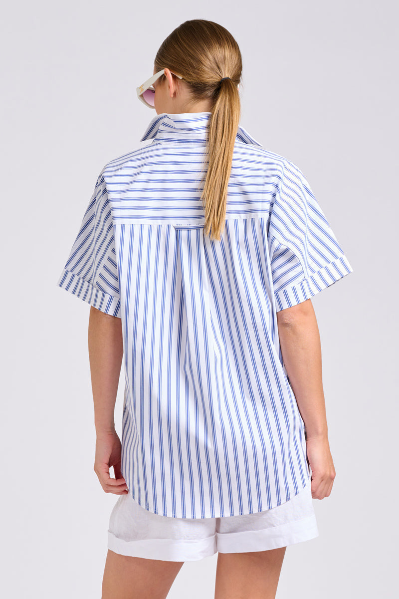 Shirty The Ella Shirt - White with Navy Ticking