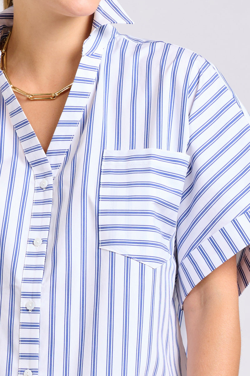 Shirty The Ella Shirt - White with Navy Ticking