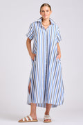 Shirty The Lucy Oversized Shirt Dress - Blue Stripes