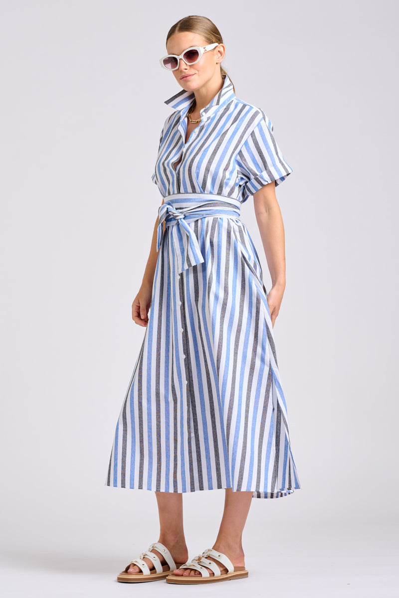 Shirty The Lucy Oversized Shirt Dress - Blue Stripes