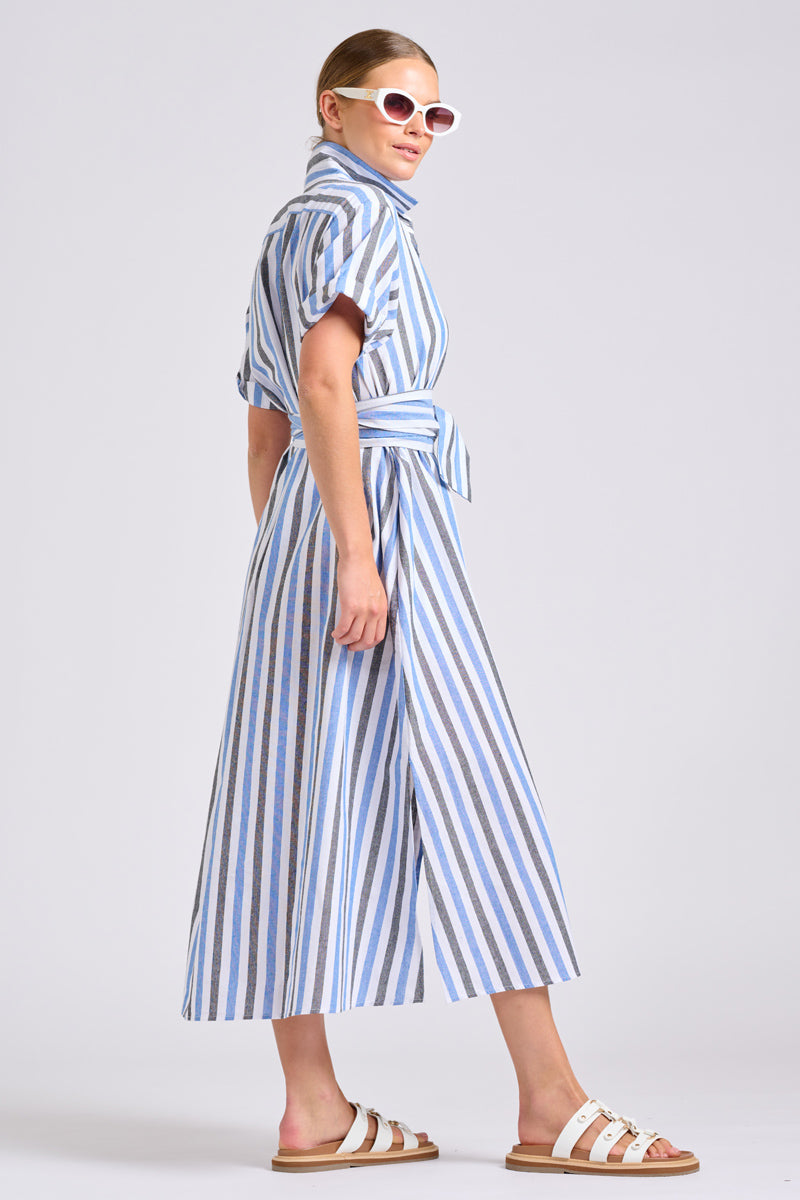 Shirty The Lucy Oversized Shirt Dress - Blue Stripes