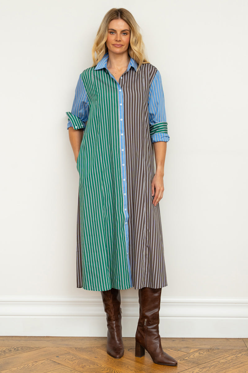Luna Longline Shirtdress - Choc Combo