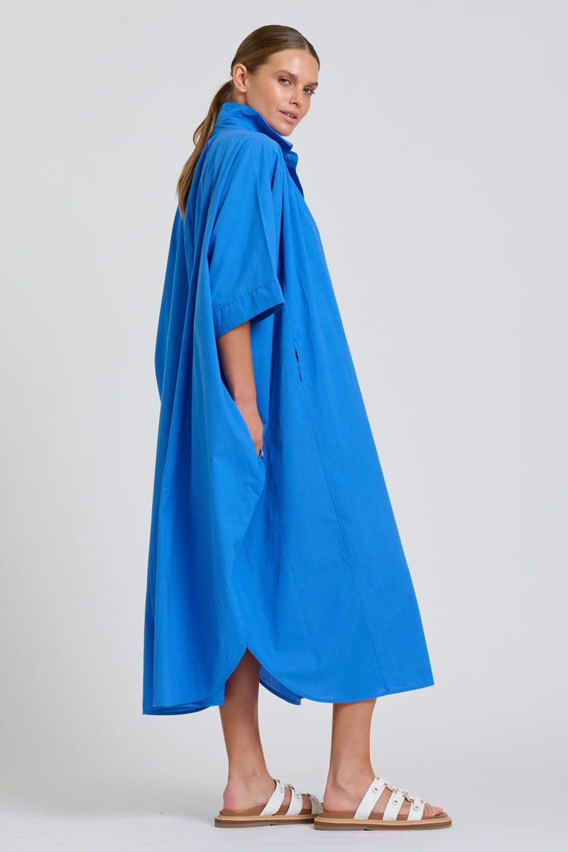Shirty The Maggie Oversized Shirt Dress - Cobalt