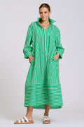 Shirty The Martha Oversized Shirt Dress - Double Green Stripe