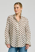 Olivia Classic Frill Collar Shirt - Ivory Double Diamond