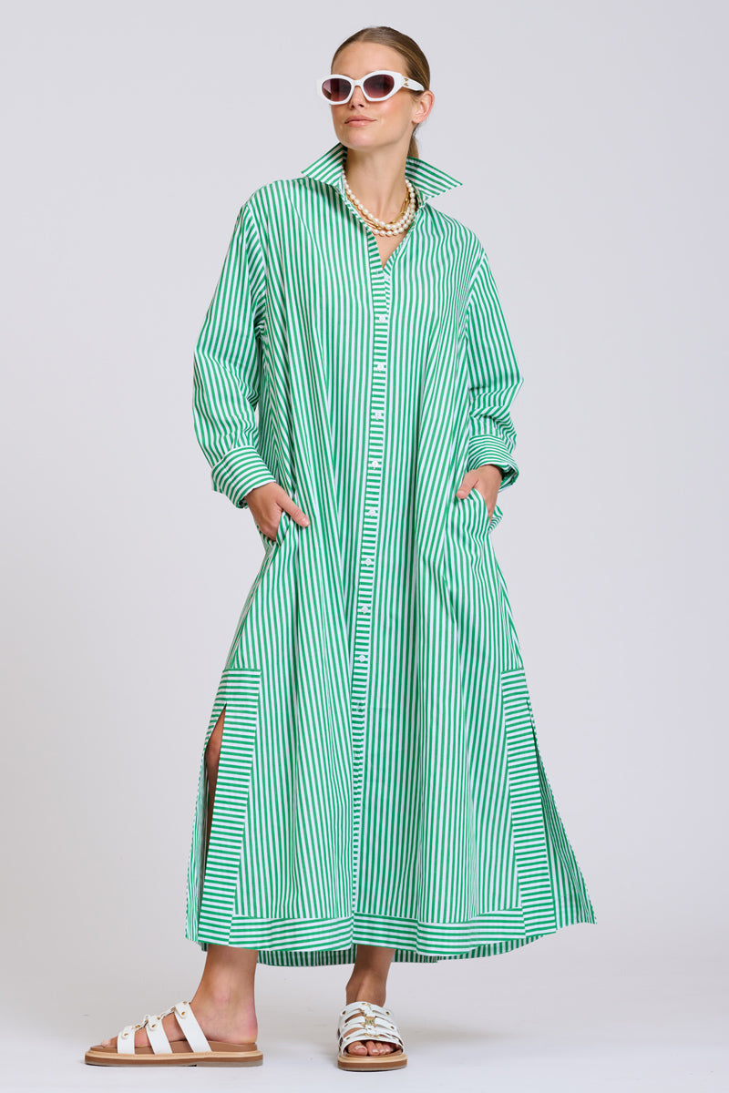 Shirty The Sybil Oversized Dress - Bright Green Stripe