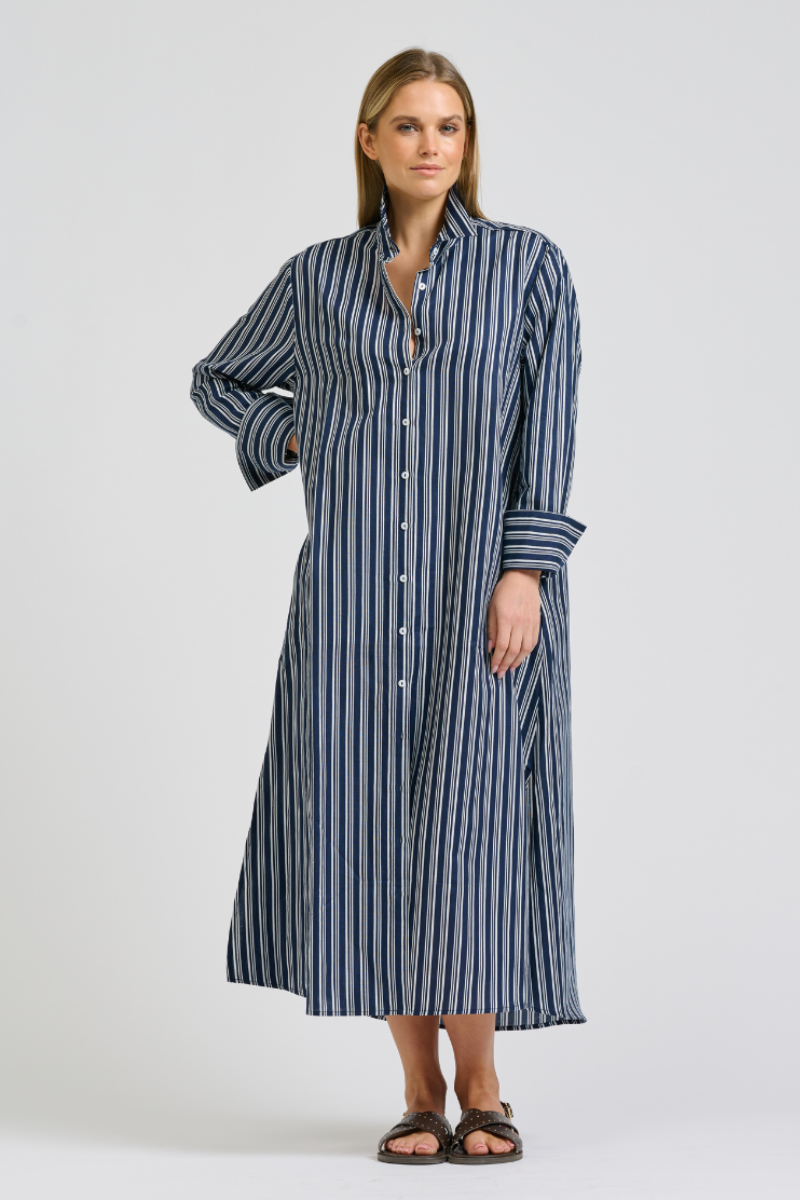 Amelie Shirtdress - Bold Navy Stripe