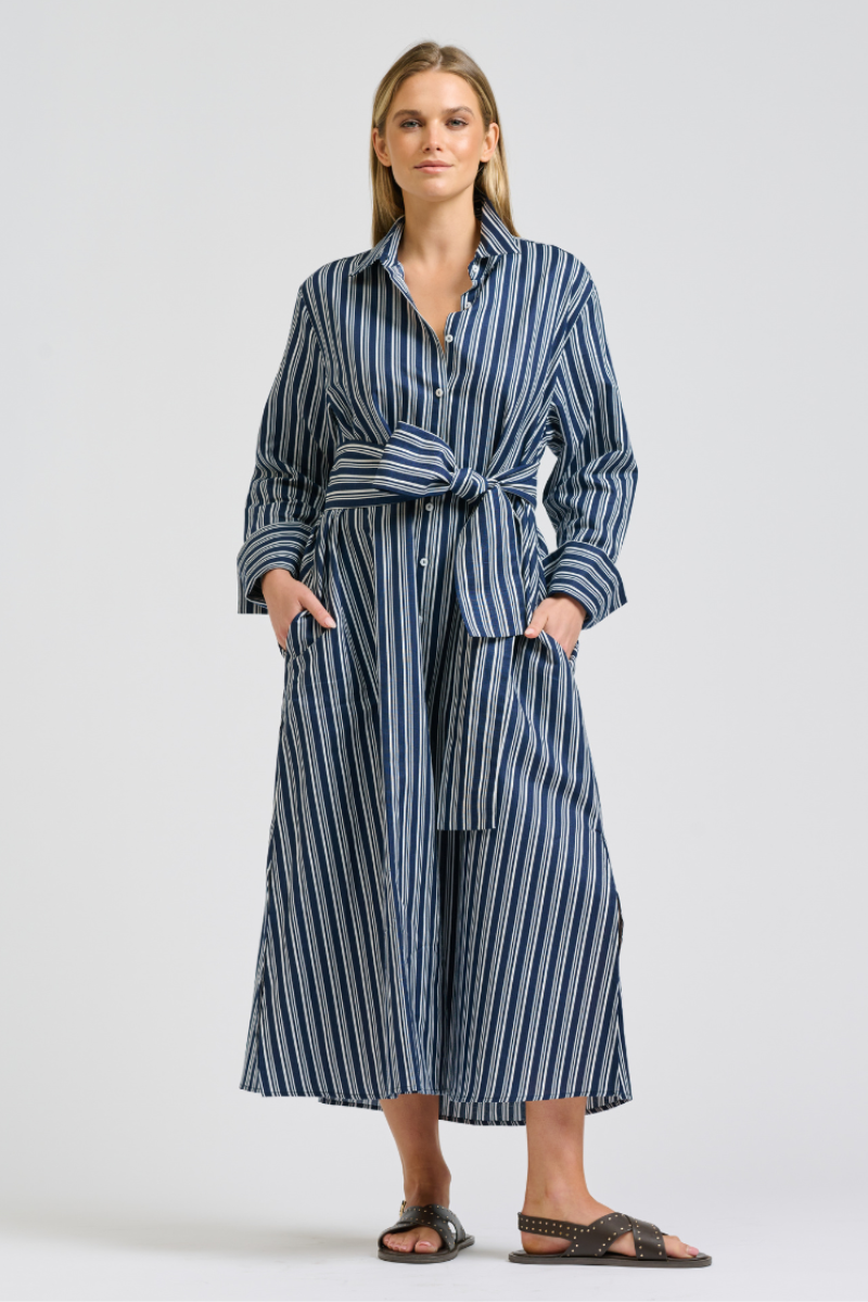 Amelie Shirtdress - Bold Navy Stripe