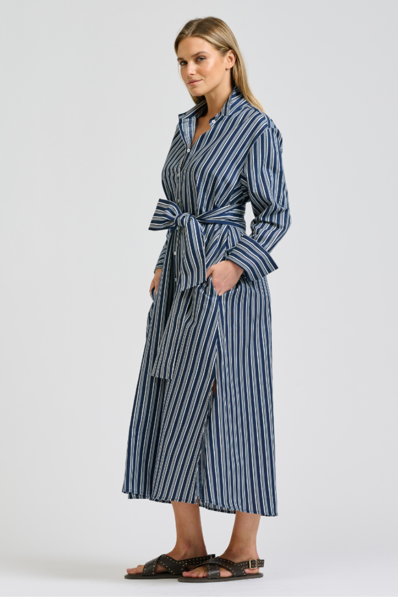 Amelie Shirtdress - Bold Navy Stripe