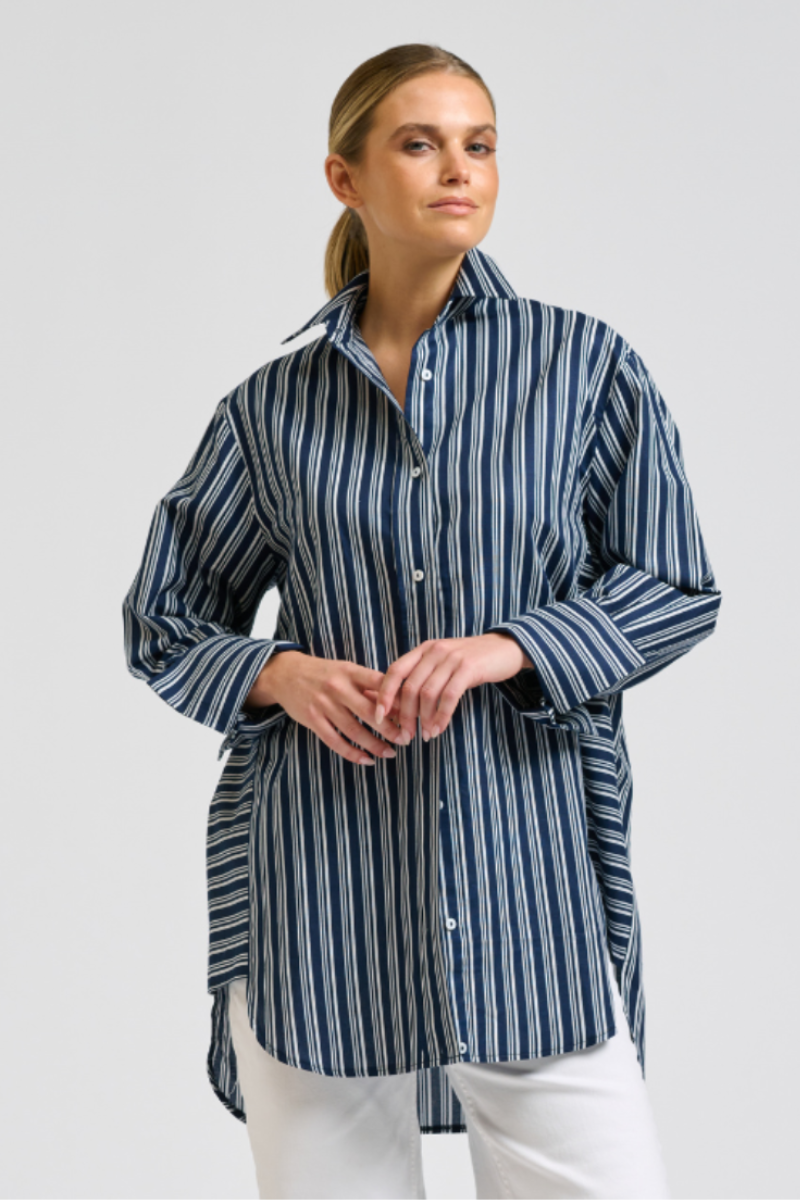 Shirty Andrea Shirt - Bold Navy Stripe