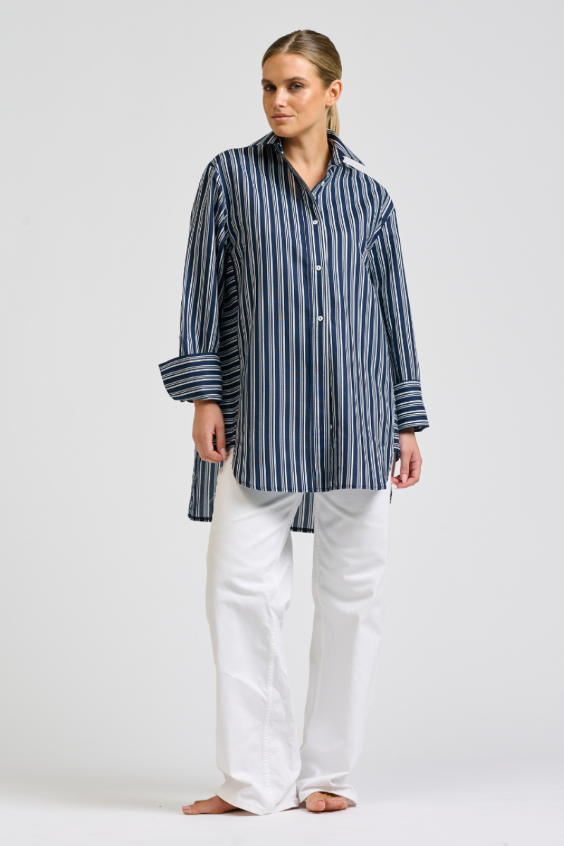 Shirty Andrea Shirt - Bold Navy Stripe