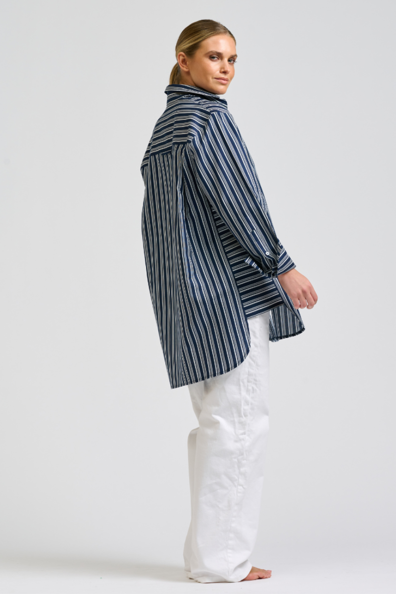 Shirty Andrea Shirt - Bold Navy Stripe