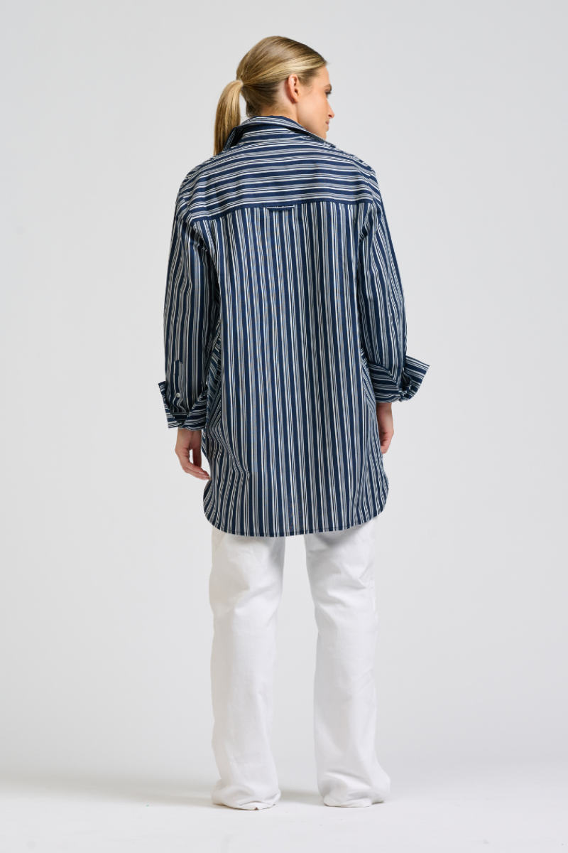 Shirty Andrea Shirt - Bold Navy Stripe