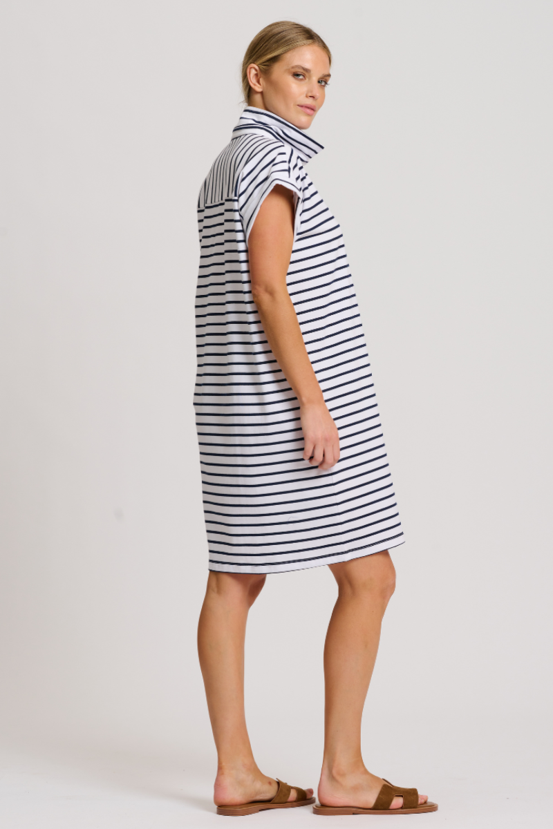 Shirty Bertie Popover Dress - Breton Stripe