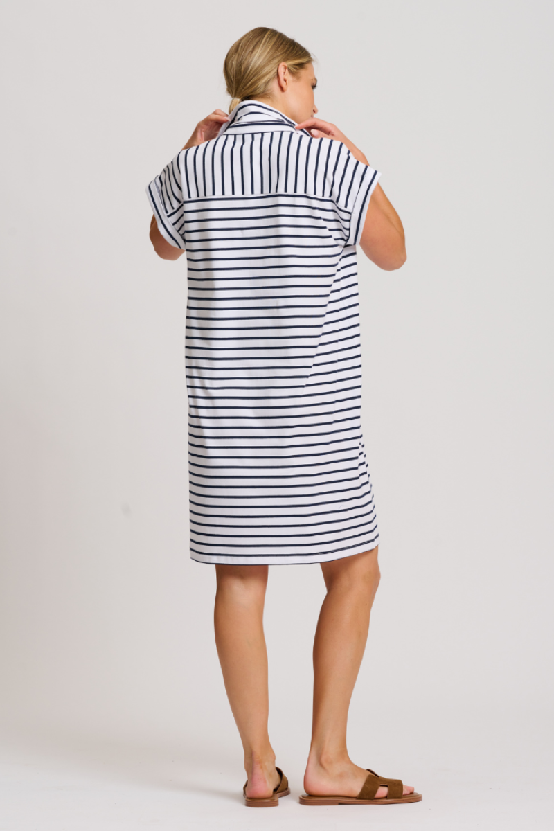 Shirty Bertie Popover Dress - Breton Stripe