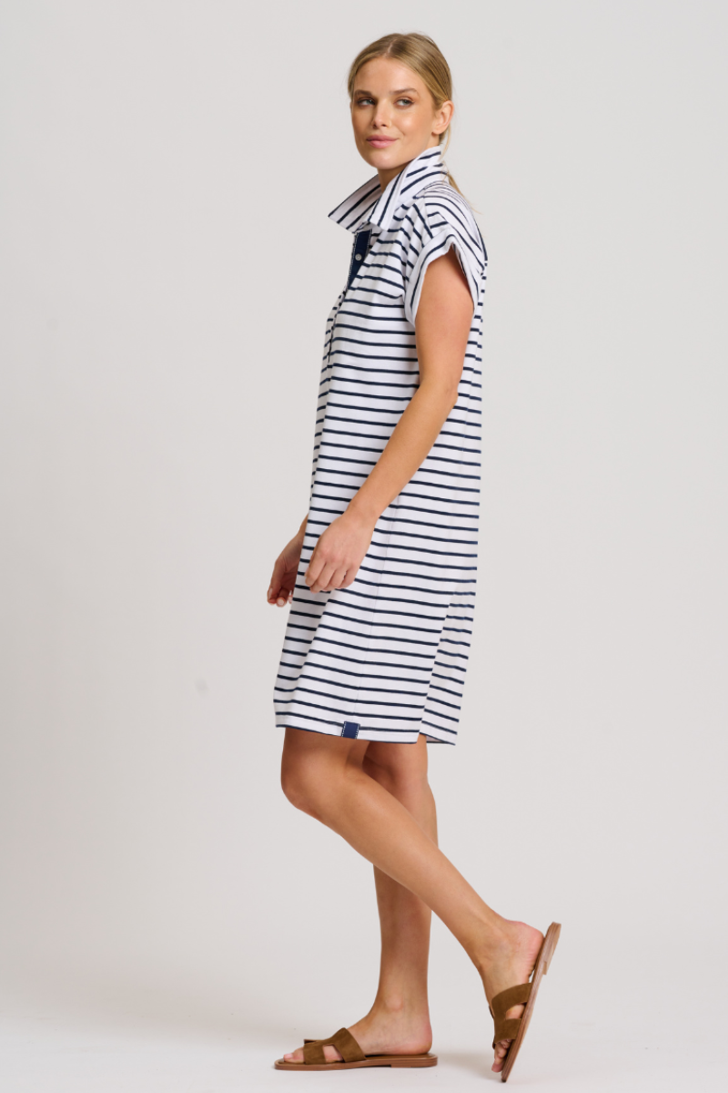 Shirty Bertie Popover Dress - Breton Stripe