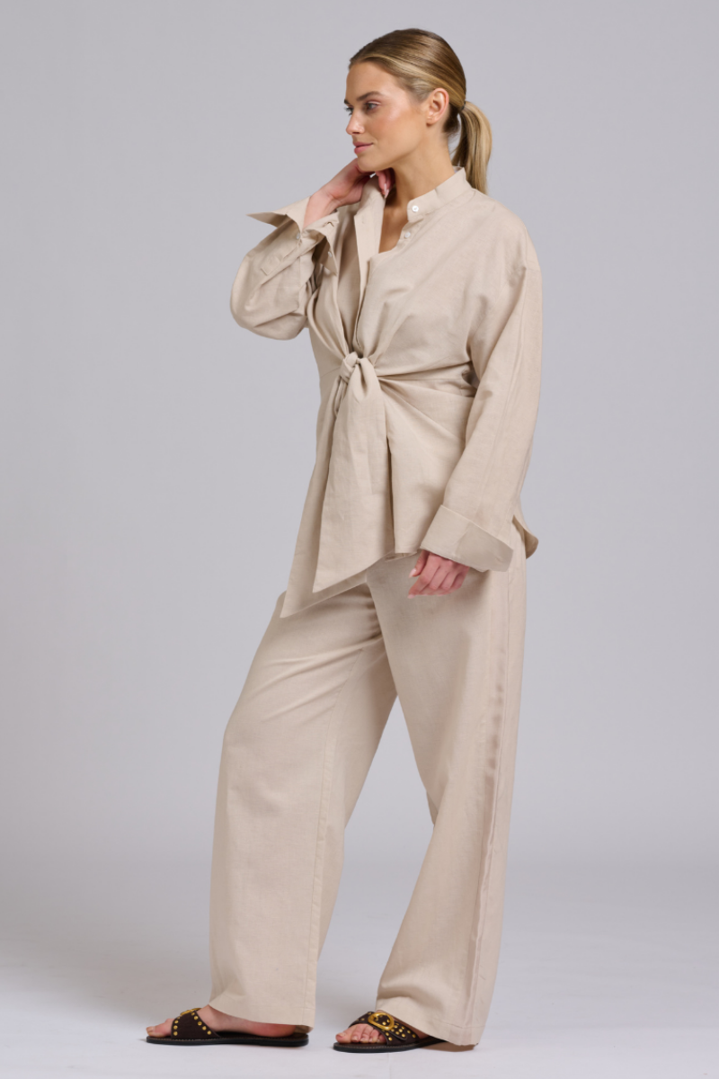 Billie tie Shirt - Biscuit