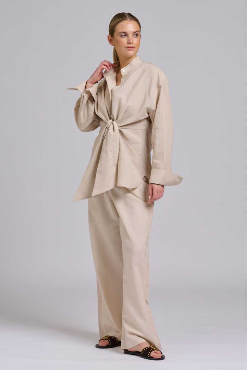 Billie tie Shirt - Biscuit