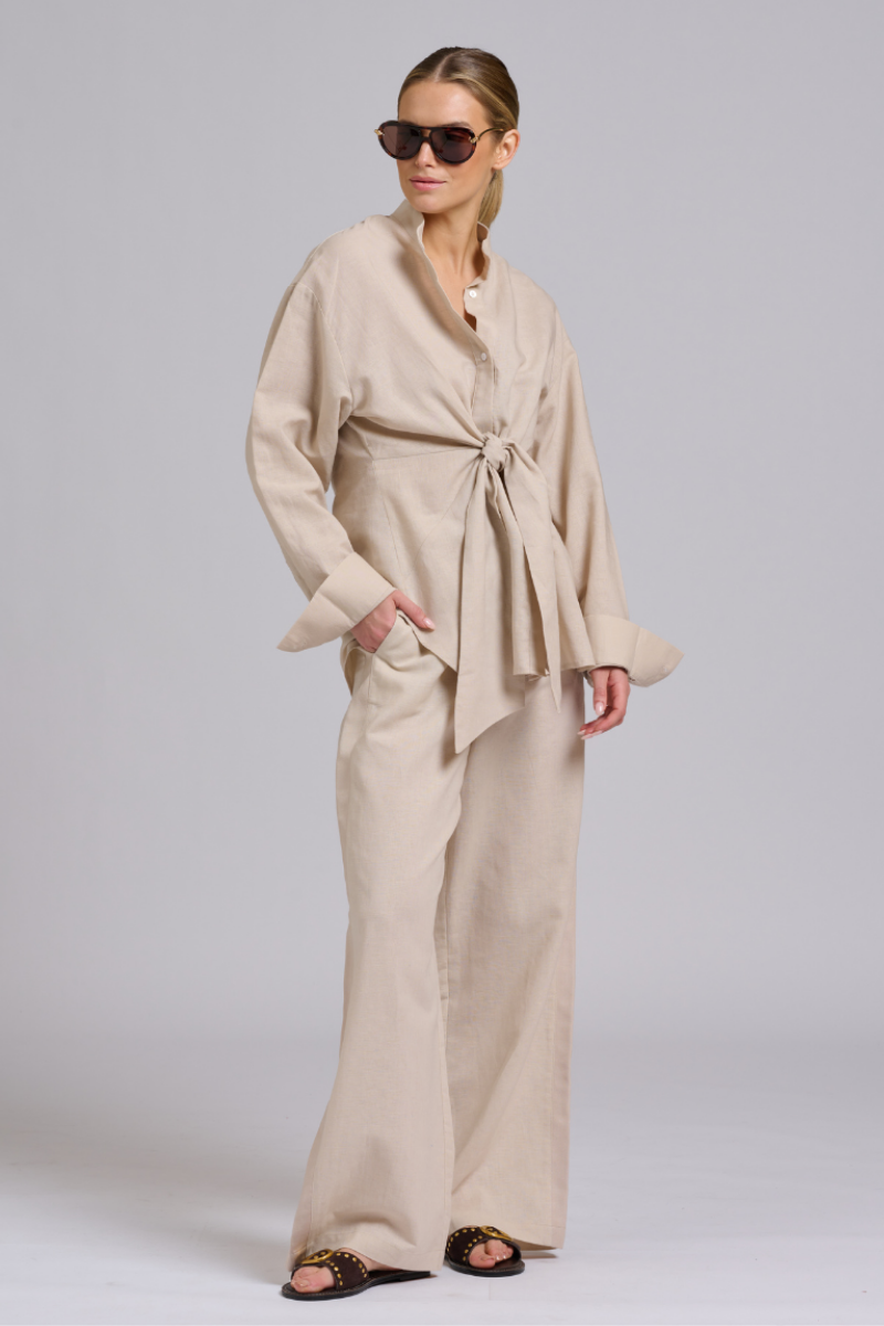 Billie tie Shirt - Biscuit