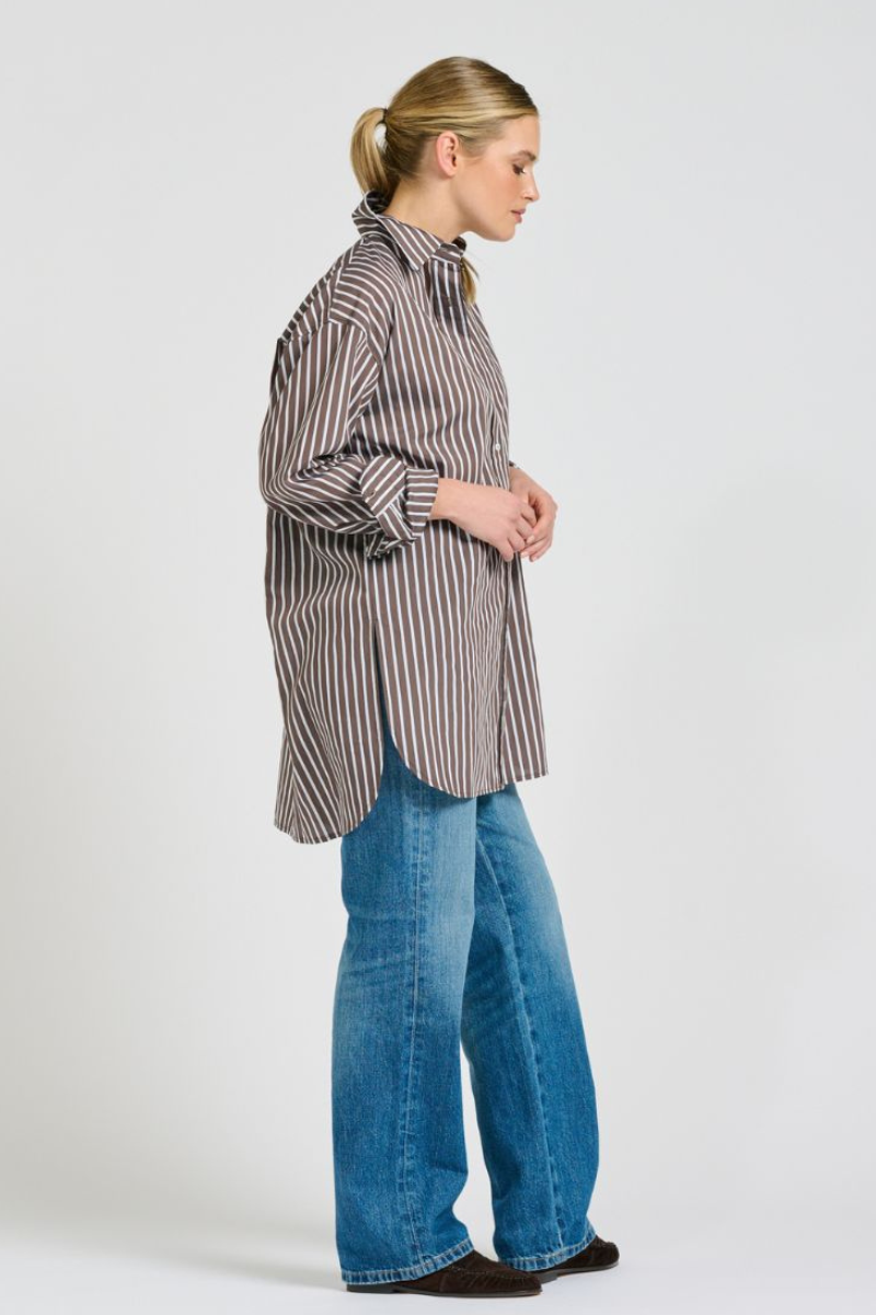 Shirty Bobbie Boyfriend Shirt - Chocolate Stripe