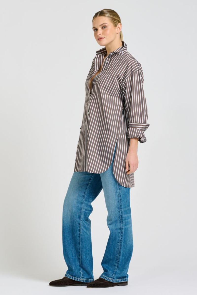 Shirty Bobbie Boyfriend Shirt - Chocolate Stripe