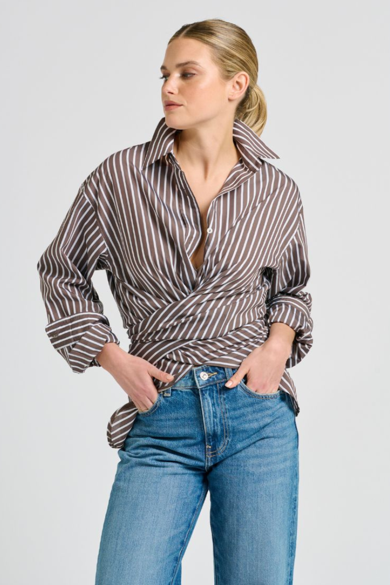 Shirty Bobbie Boyfriend Shirt - Chocolate Stripe