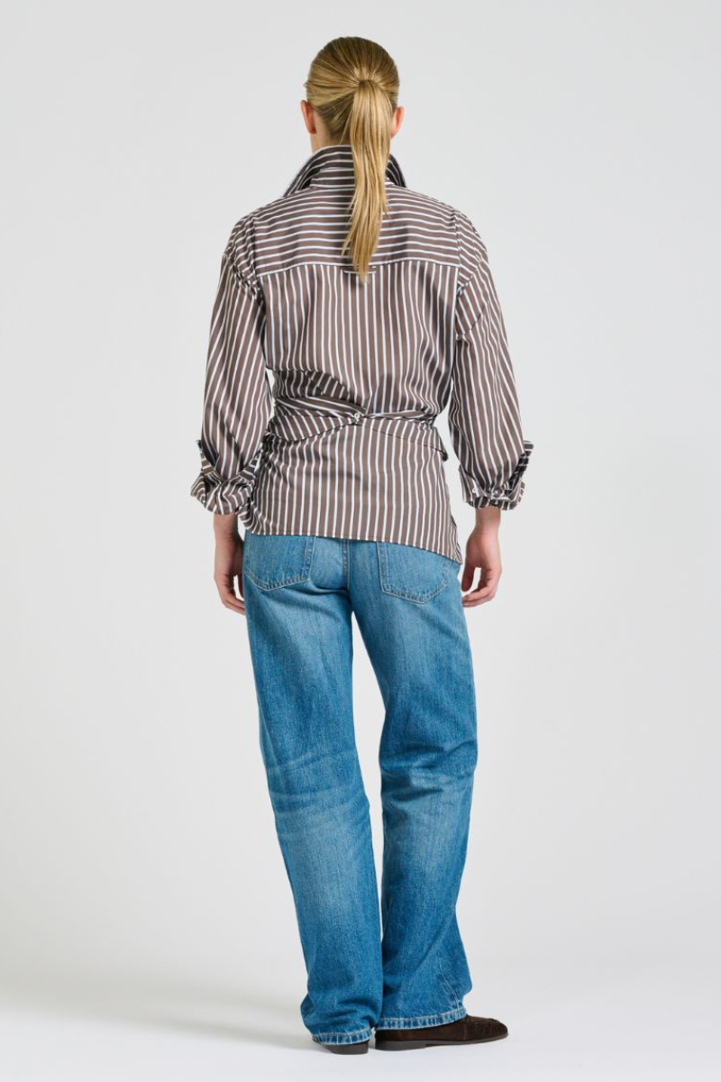 Shirty Bobbie Boyfriend Shirt - Chocolate Stripe