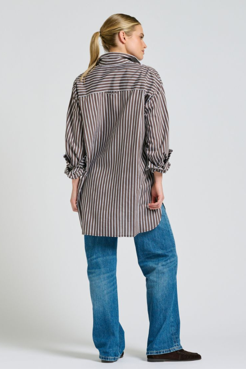 Shirty Bobbie Boyfriend Shirt - Chocolate Stripe