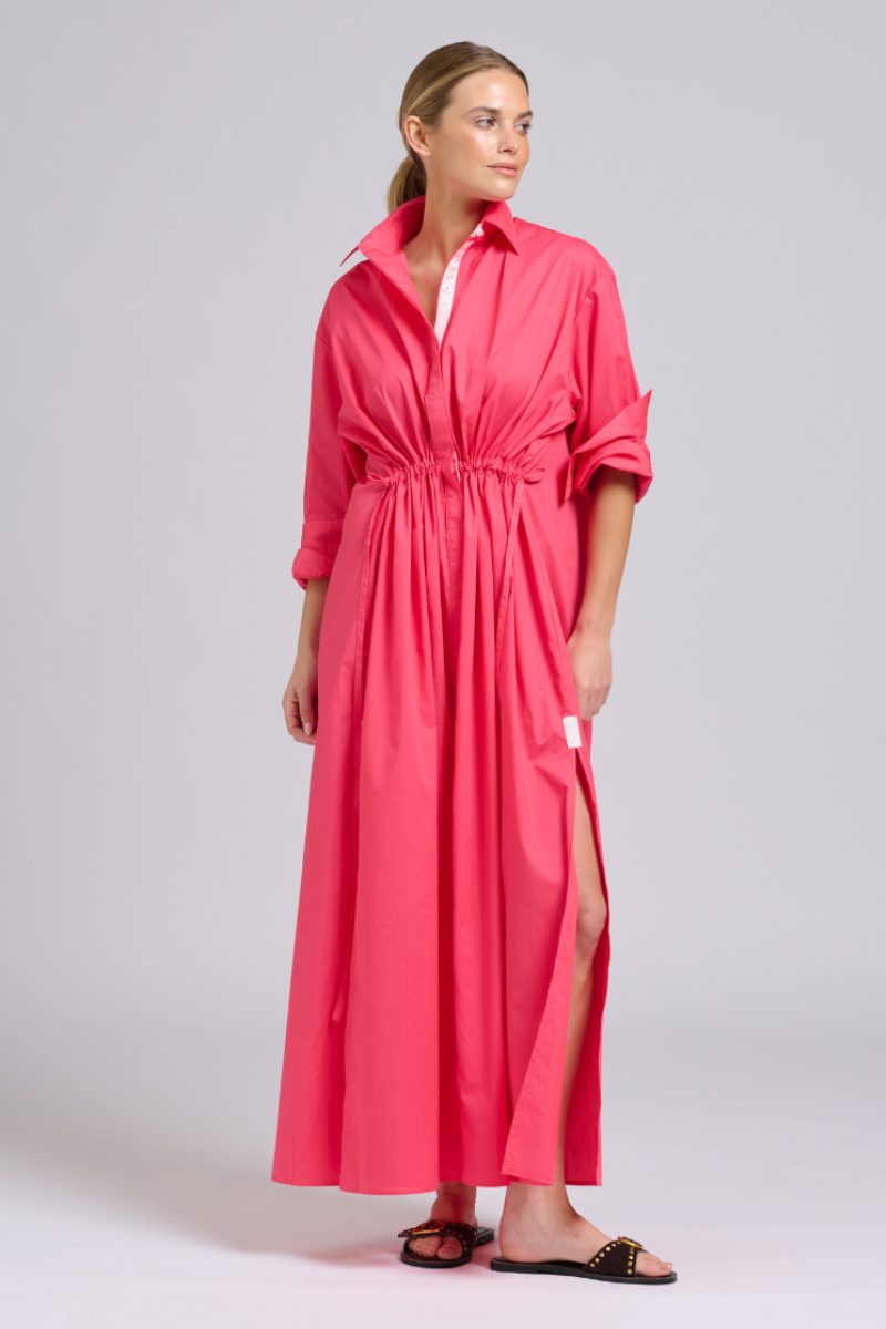 Shirty Brooke Dress - Raspberry Ivory Trim