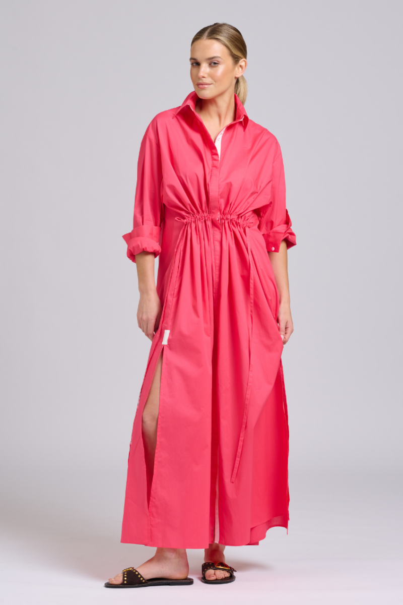 Shirty Brooke Dress - Raspberry Ivory Trim
