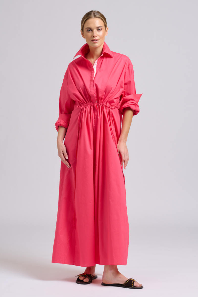 Shirty Brooke Dress - Raspberry Ivory Trim