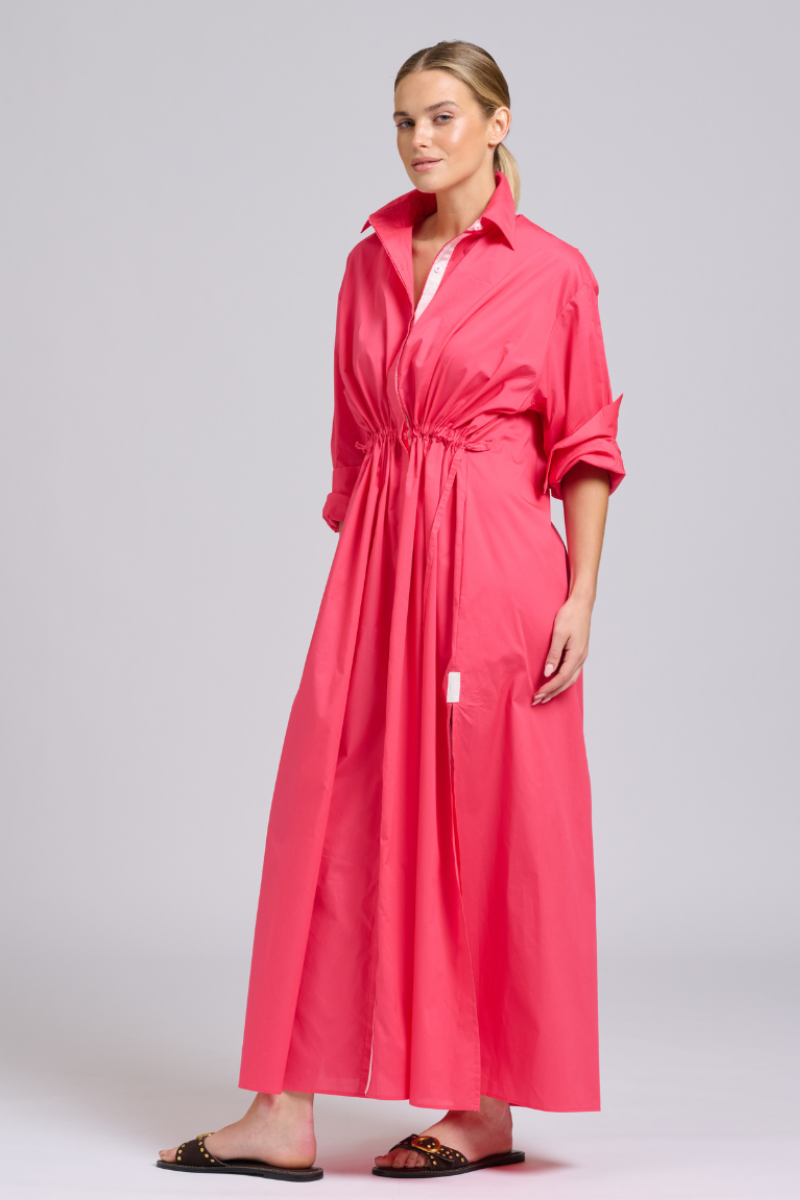 Shirty Brooke Dress - Raspberry Ivory Trim