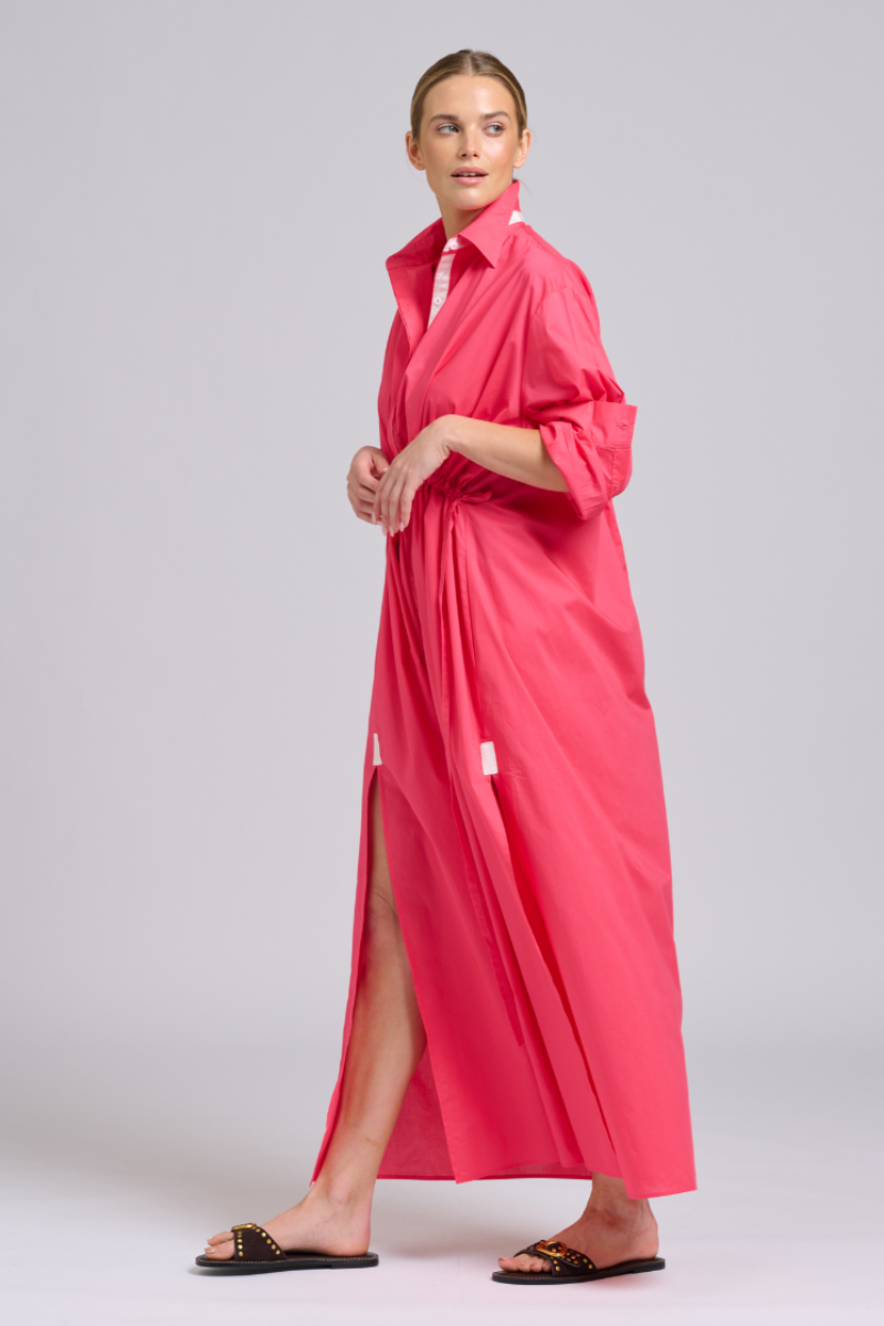 Shirty Brooke Dress - Raspberry Ivory Trim