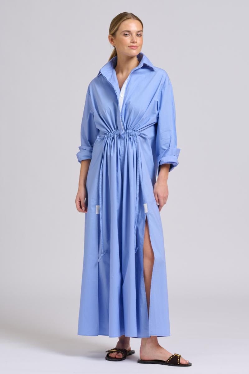 Shirty Brooke Maxi Shirtdress - Cornflower