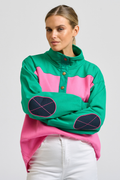 Collar Sweatshirt - Hot Pink Combo