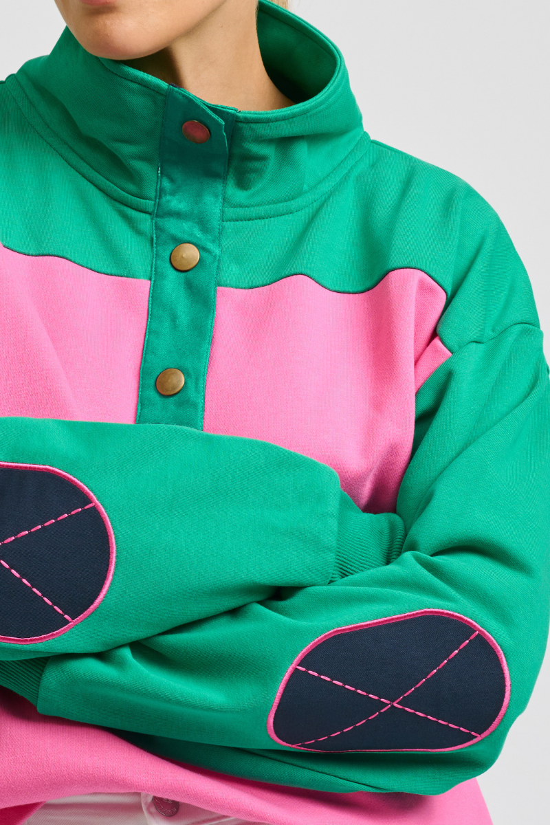 Collar Sweatshirt - Hot Pink Combo