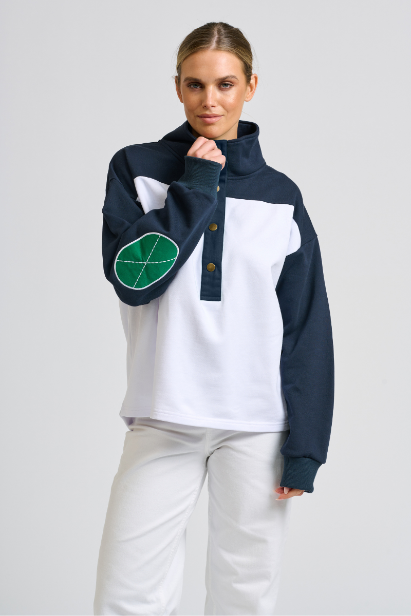 Collar Sweatshirt - White Combo