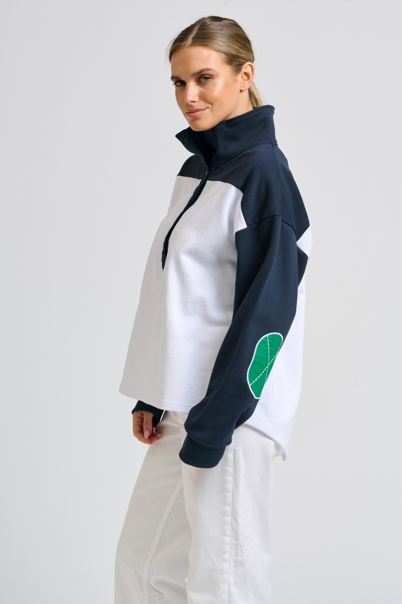 Collar Sweatshirt - White Combo
