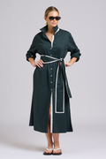 Luna Shirtdress - Slate Ivory Trim