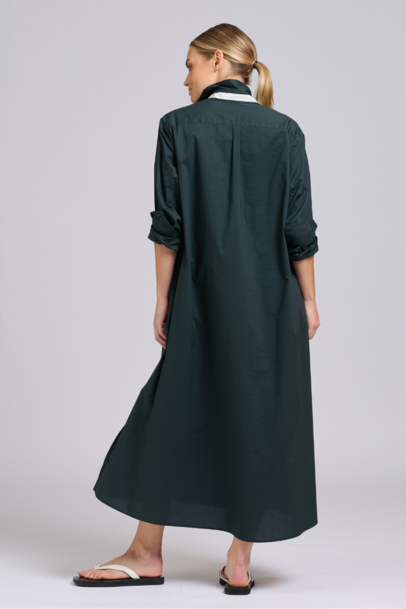 Luna Shirtdress - Slate Ivory Trim