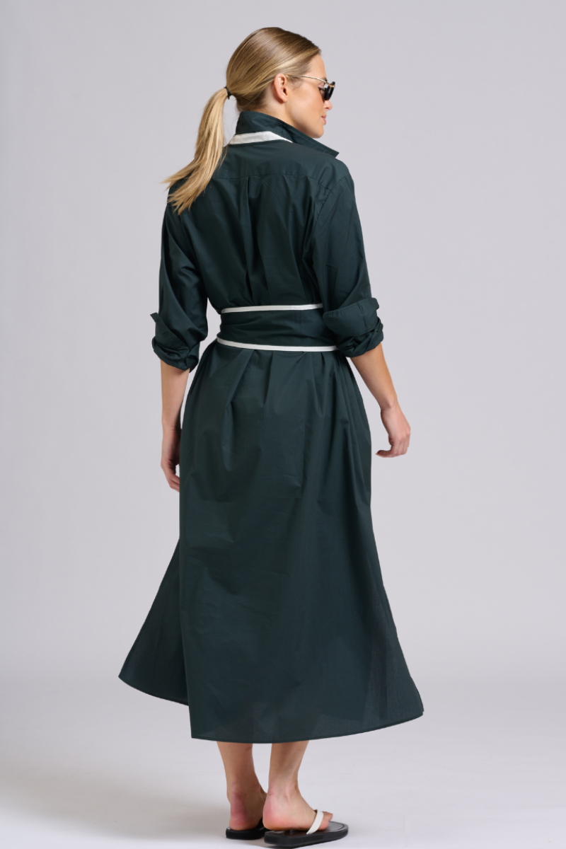 Luna Shirtdress - Slate Ivory Trim