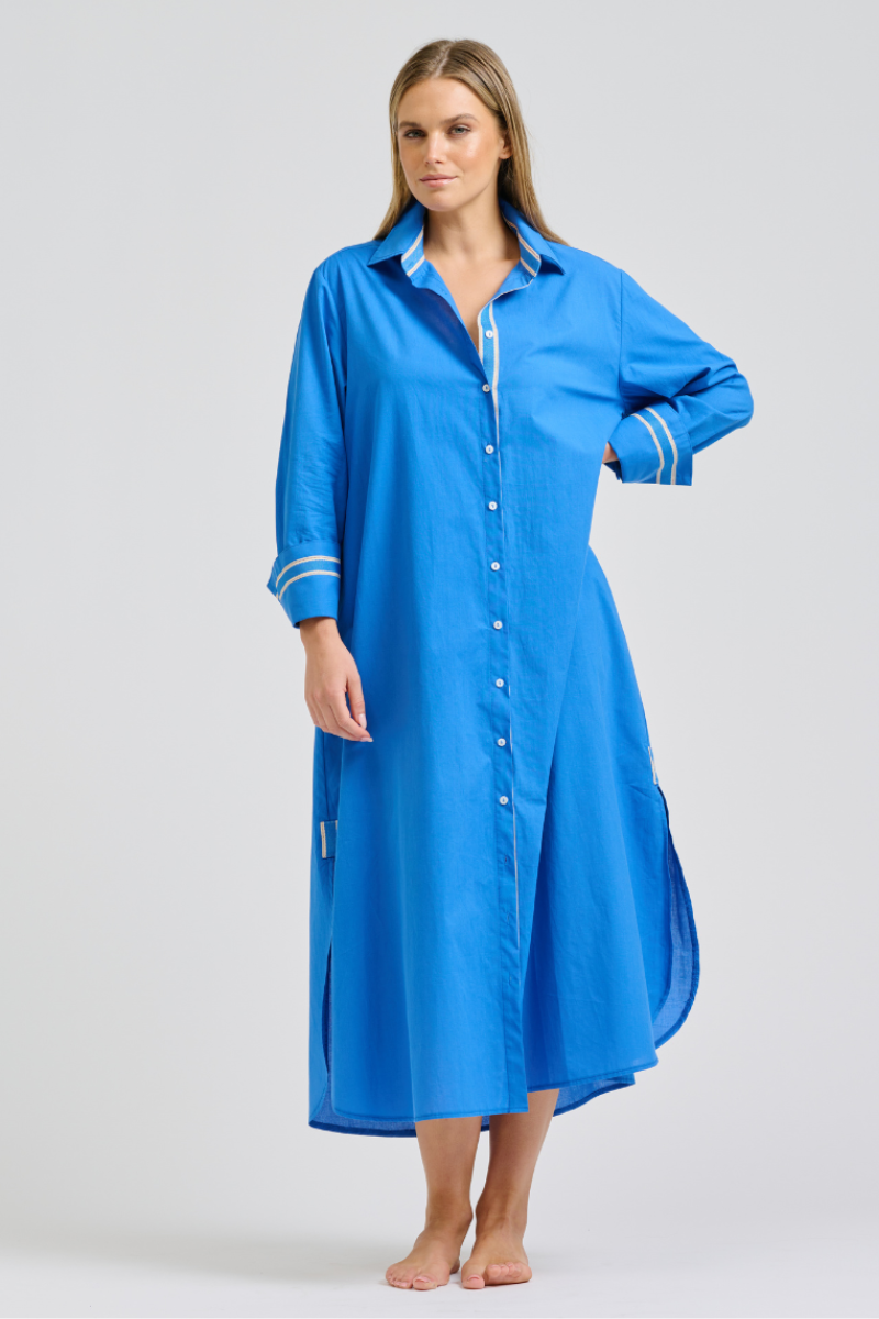 Shirty Pia Shirtdress - Bright Blue