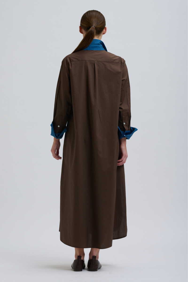 Shirty Pia Shirtdress - Chocolate Denim Trims